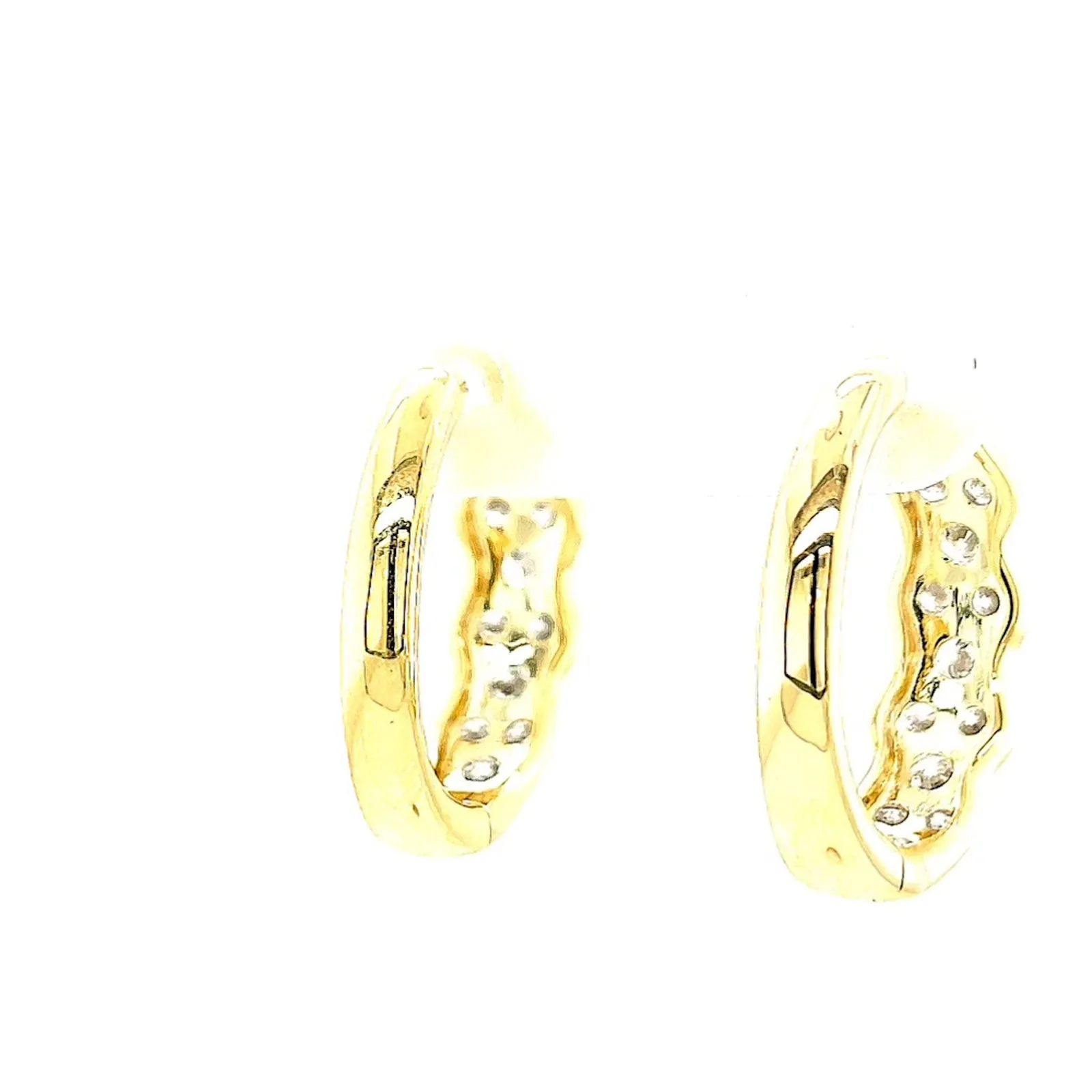 Celebration 9ct Two Tone Gold Round Brilliant Cut 1.25 CARAT tw of Lab Grown Diamonds Huggies Earrings