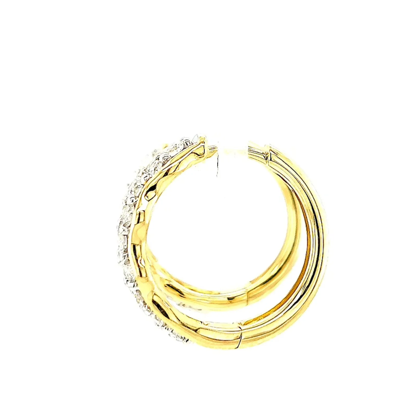 Celebration 9ct Two Tone Gold Round Brilliant Cut 1.25 CARAT tw of Lab Grown Diamonds Huggies Earrings