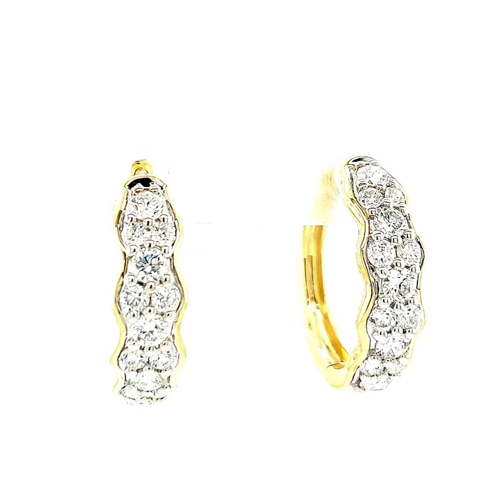 Celebration 9ct Two Tone Gold Round Brilliant Cut 1.25 CARAT tw of Lab Grown Diamonds Huggies Earrings