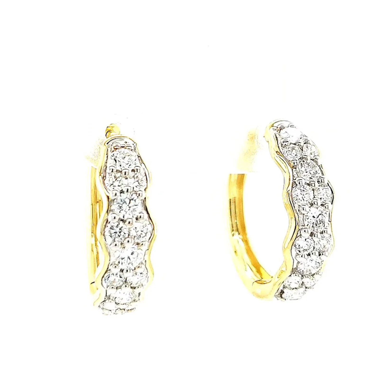 Celebration 9ct Two Tone Gold Round Brilliant Cut 1.25 CARAT tw of Lab Grown Diamonds Huggies Earrings