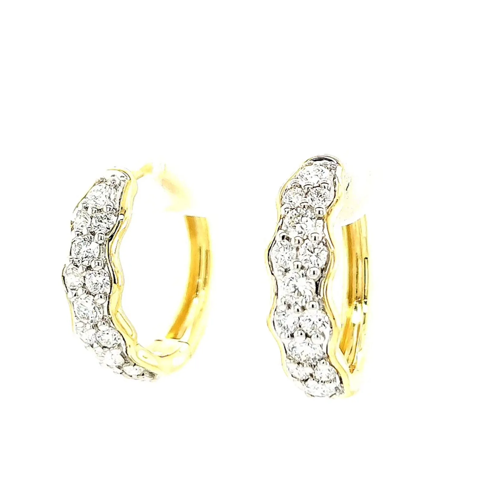 Celebration 9ct Two Tone Gold Round Brilliant Cut 1.25 CARAT tw of Lab Grown Diamonds Huggies Earrings