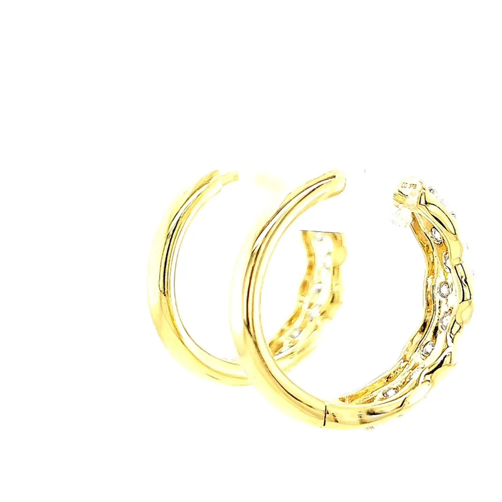 Celebration 9ct Two Tone Gold Round Brilliant Cut 1.25 CARAT tw of Lab Grown Diamonds Huggies Earrings