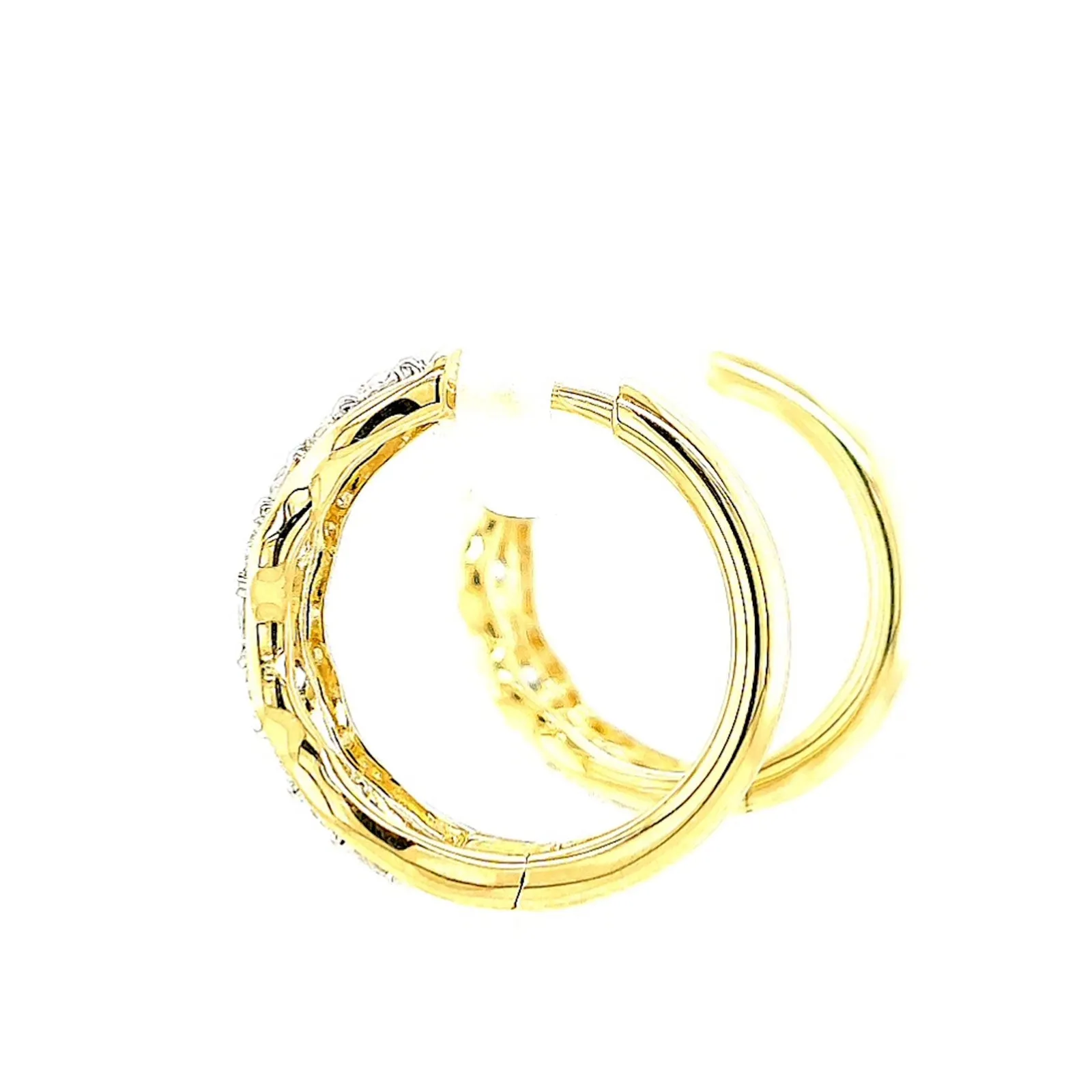 Celebration 9ct Two Tone Gold Round Brilliant Cut 1.25 CARAT tw of Lab Grown Diamonds Huggies Earrings