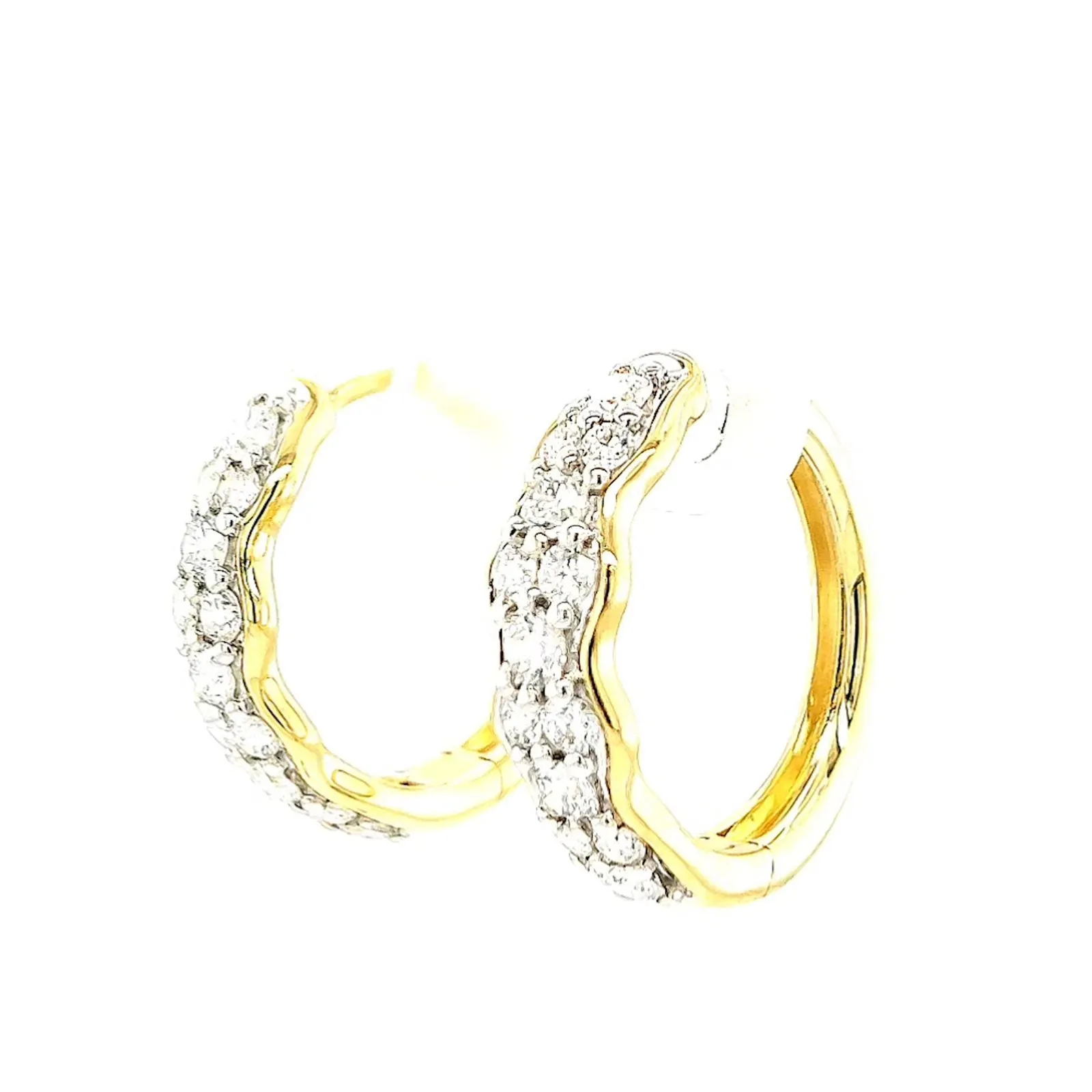 Celebration 9ct Two Tone Gold Round Brilliant Cut 1.25 CARAT tw of Lab Grown Diamonds Huggies Earrings