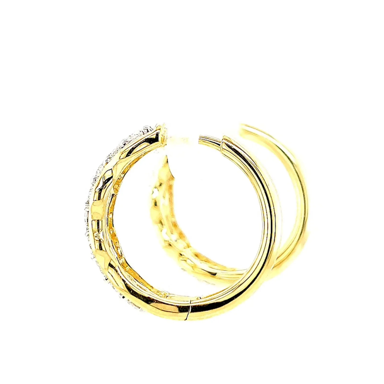 Celebration 9ct Two Tone Gold Round Brilliant Cut 1.25 CARAT tw of Lab Grown Diamonds Huggies Earrings