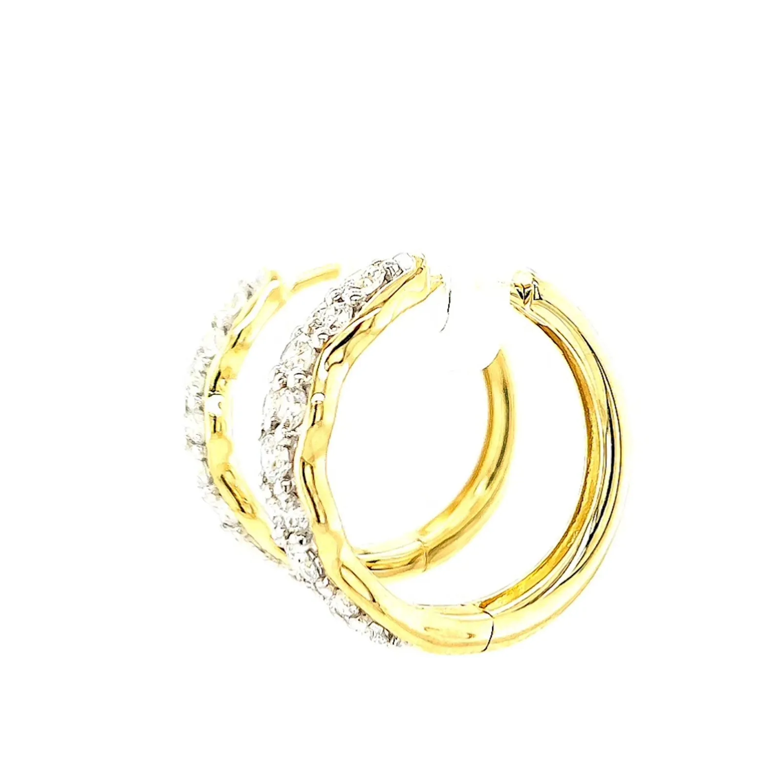 Celebration 9ct Two Tone Gold Round Brilliant Cut 1.25 CARAT tw of Lab Grown Diamonds Huggies Earrings