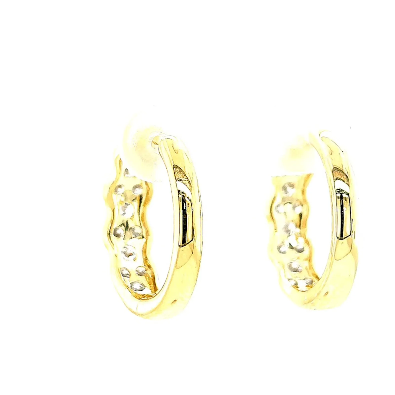 Celebration 9ct Two Tone Gold Round Brilliant Cut 1.25 CARAT tw of Lab Grown Diamonds Huggies Earrings