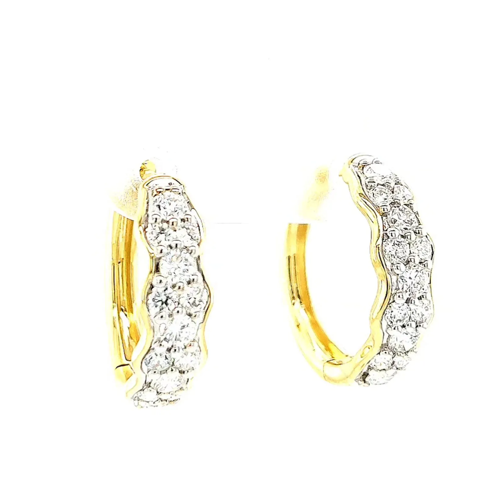 Celebration 9ct Two Tone Gold Round Brilliant Cut 1.25 CARAT tw of Lab Grown Diamonds Huggies Earrings