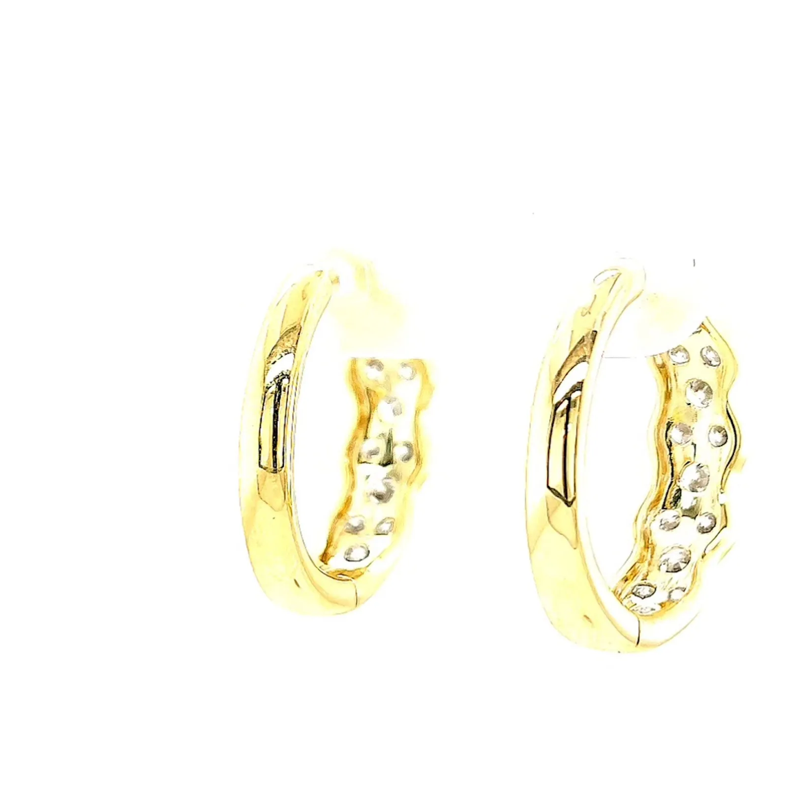 Celebration 9ct Two Tone Gold Round Brilliant Cut 1.25 CARAT tw of Lab Grown Diamonds Huggies Earrings