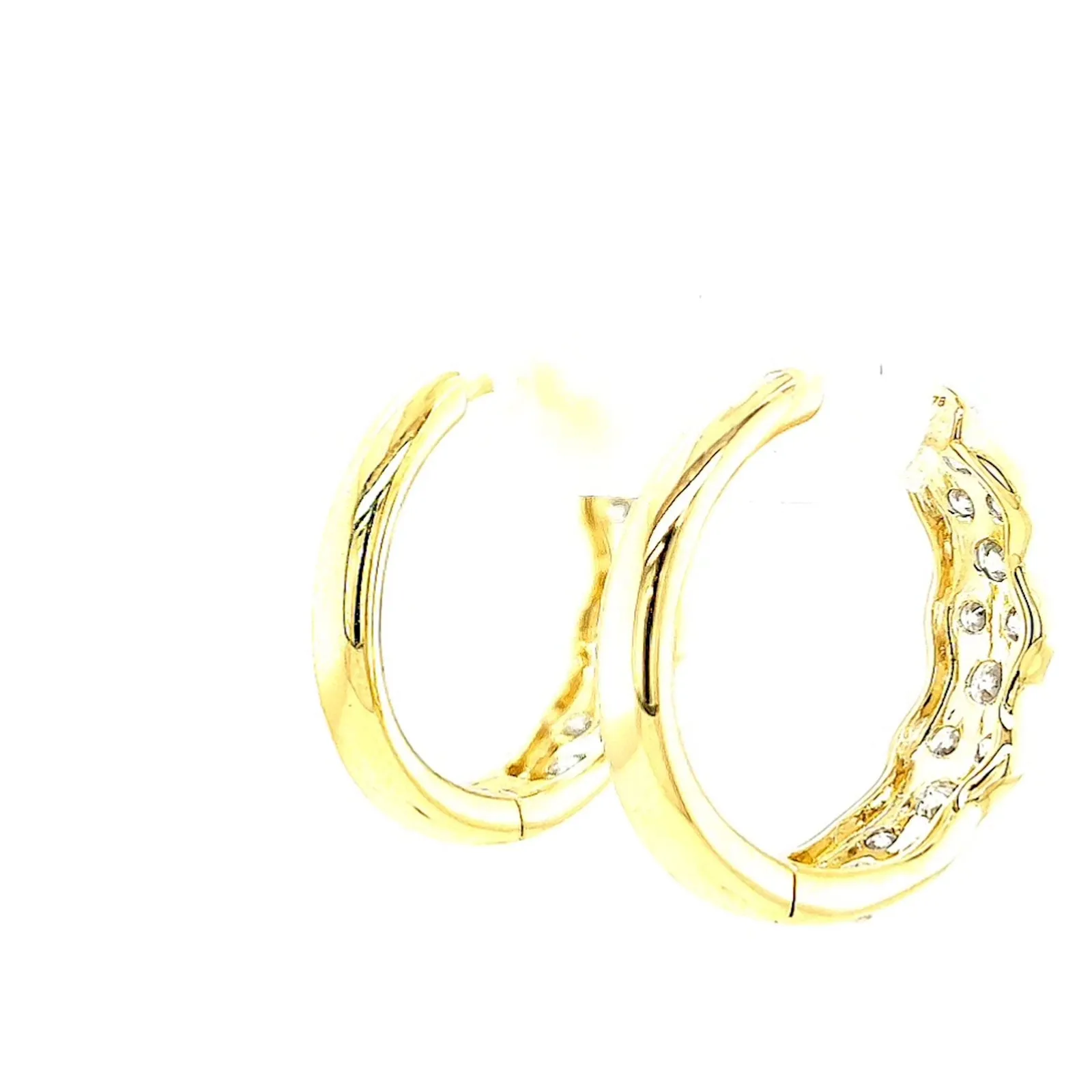 Celebration 9ct Two Tone Gold Round Brilliant Cut 1.25 CARAT tw of Lab Grown Diamonds Huggies Earrings