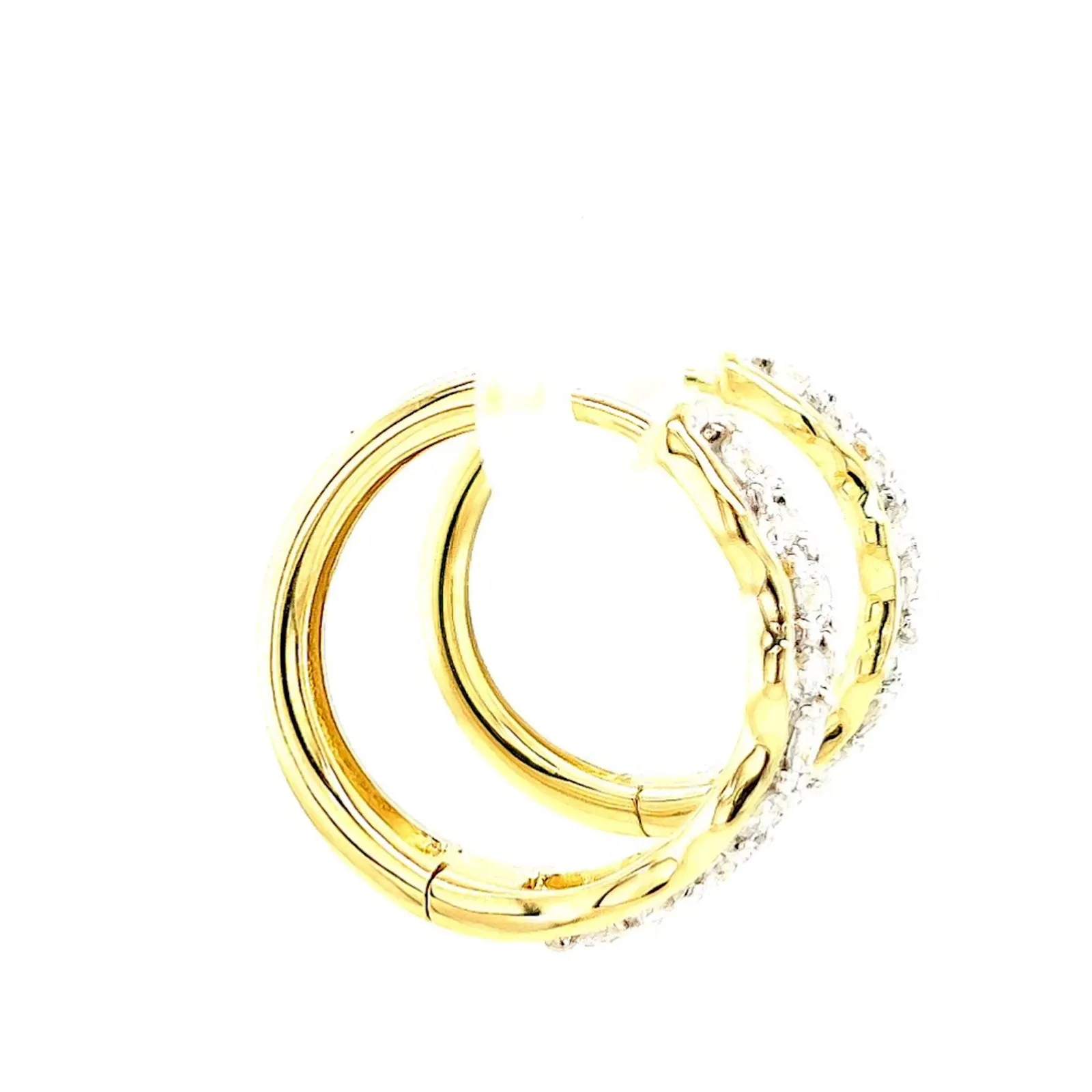 Celebration 9ct Two Tone Gold Round Brilliant Cut 1.25 CARAT tw of Lab Grown Diamonds Huggies Earrings