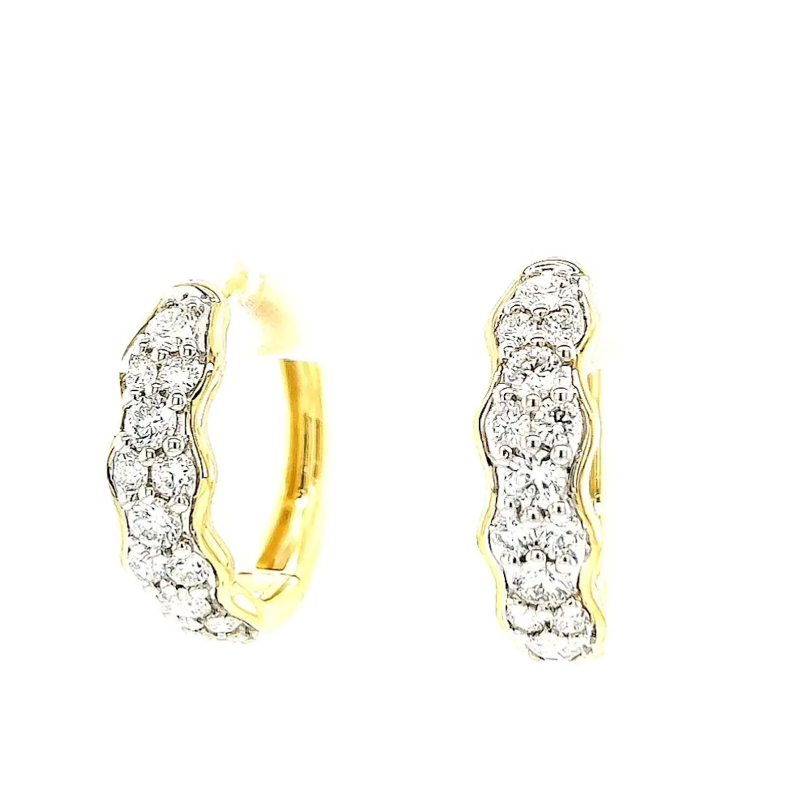 Celebration 9ct Two Tone Gold Round Brilliant Cut 1.25 CARAT tw of Lab Grown Diamonds Huggies Earrings