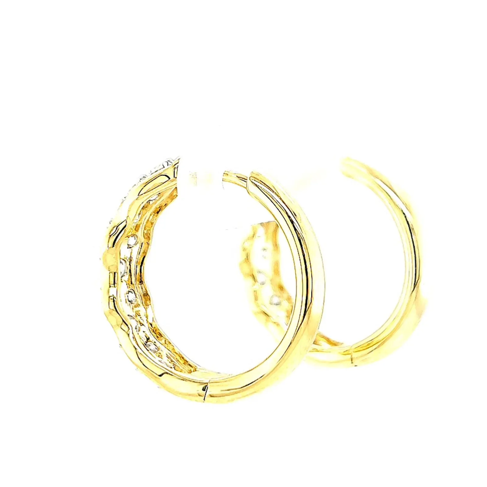 Celebration 9ct Two Tone Gold Round Brilliant Cut 1.25 CARAT tw of Lab Grown Diamonds Huggies Earrings