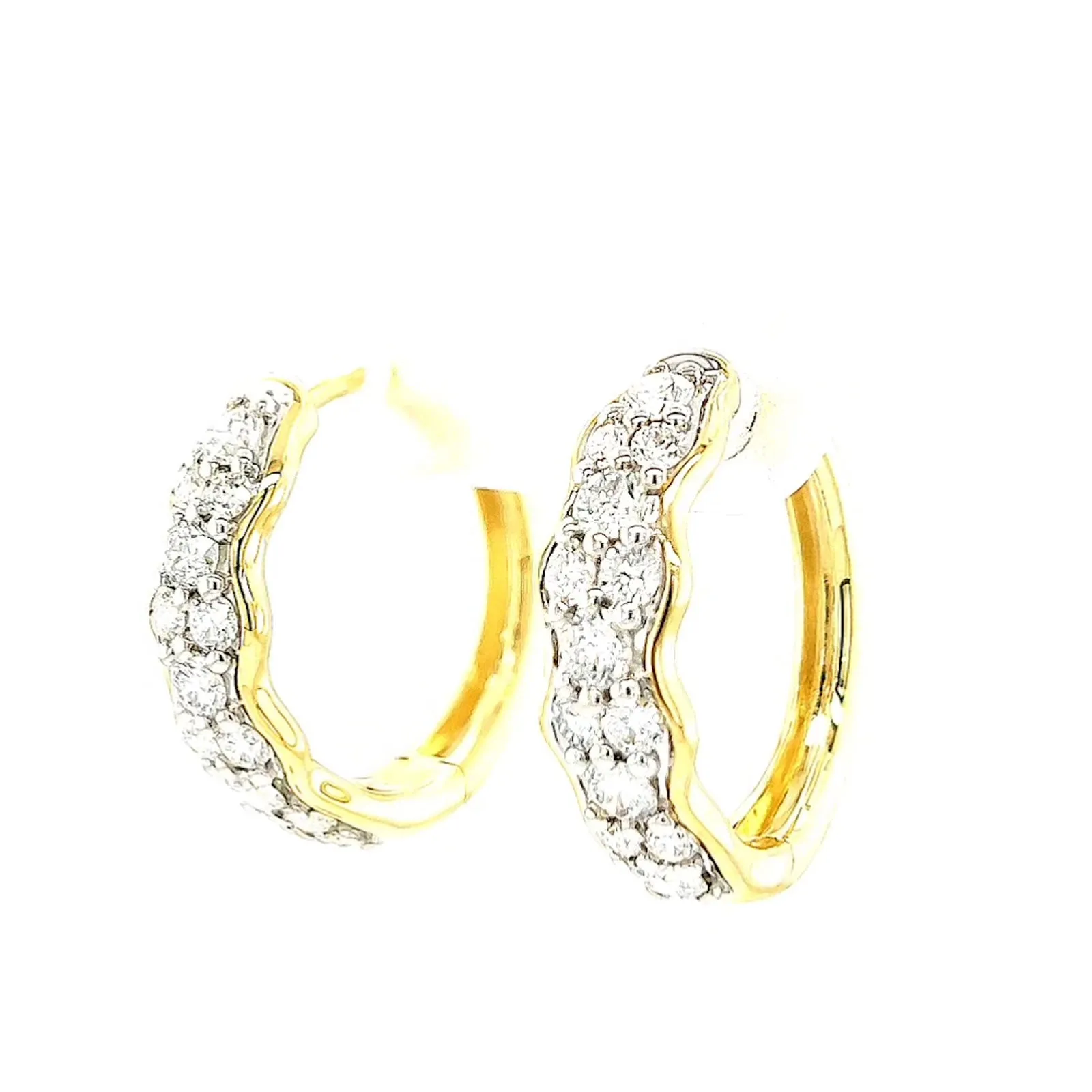 Celebration 9ct Two Tone Gold Round Brilliant Cut 1.25 CARAT tw of Lab Grown Diamonds Huggies Earrings