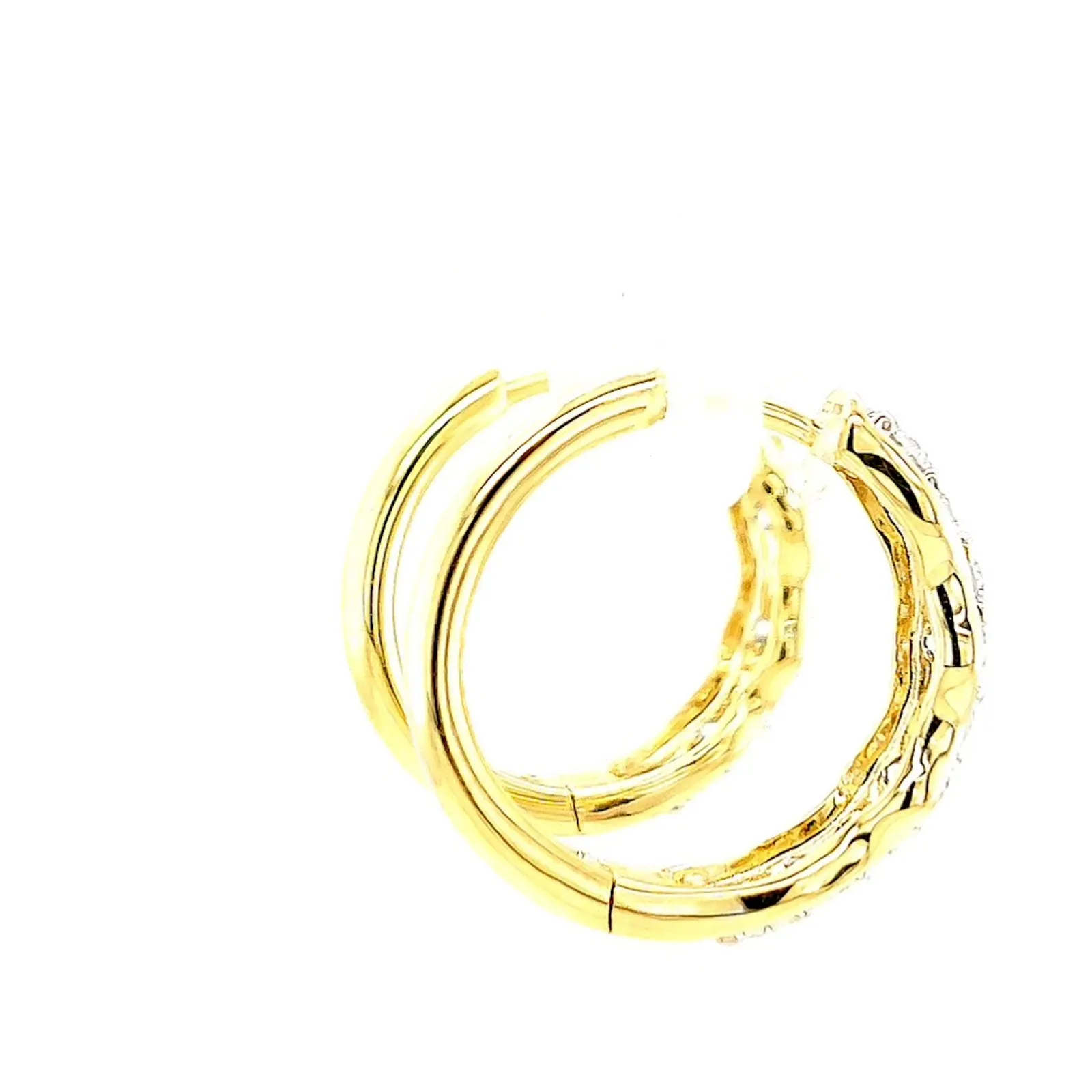 Celebration 9ct Two Tone Gold Round Brilliant Cut 1.25 CARAT tw of Lab Grown Diamonds Huggies Earrings