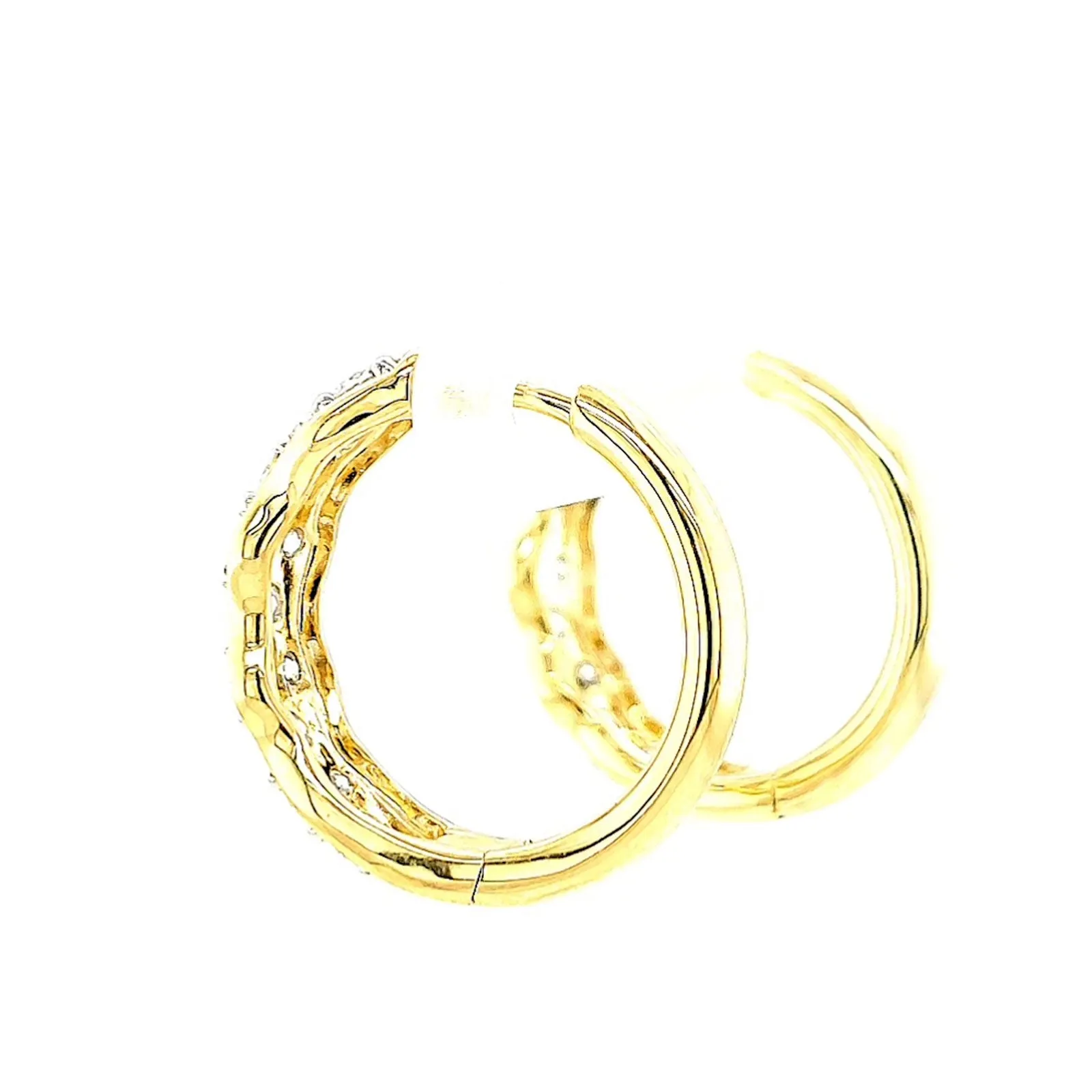 Celebration 9ct Two Tone Gold Round Brilliant Cut 1.25 CARAT tw of Lab Grown Diamonds Huggies Earrings