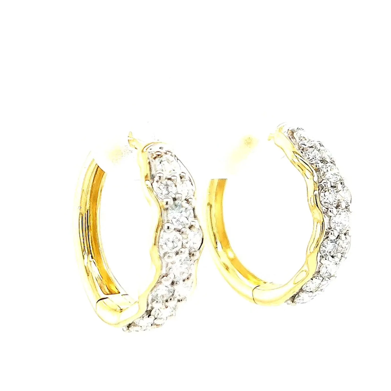 Celebration 9ct Two Tone Gold Round Brilliant Cut 1.25 CARAT tw of Lab Grown Diamonds Huggies Earrings