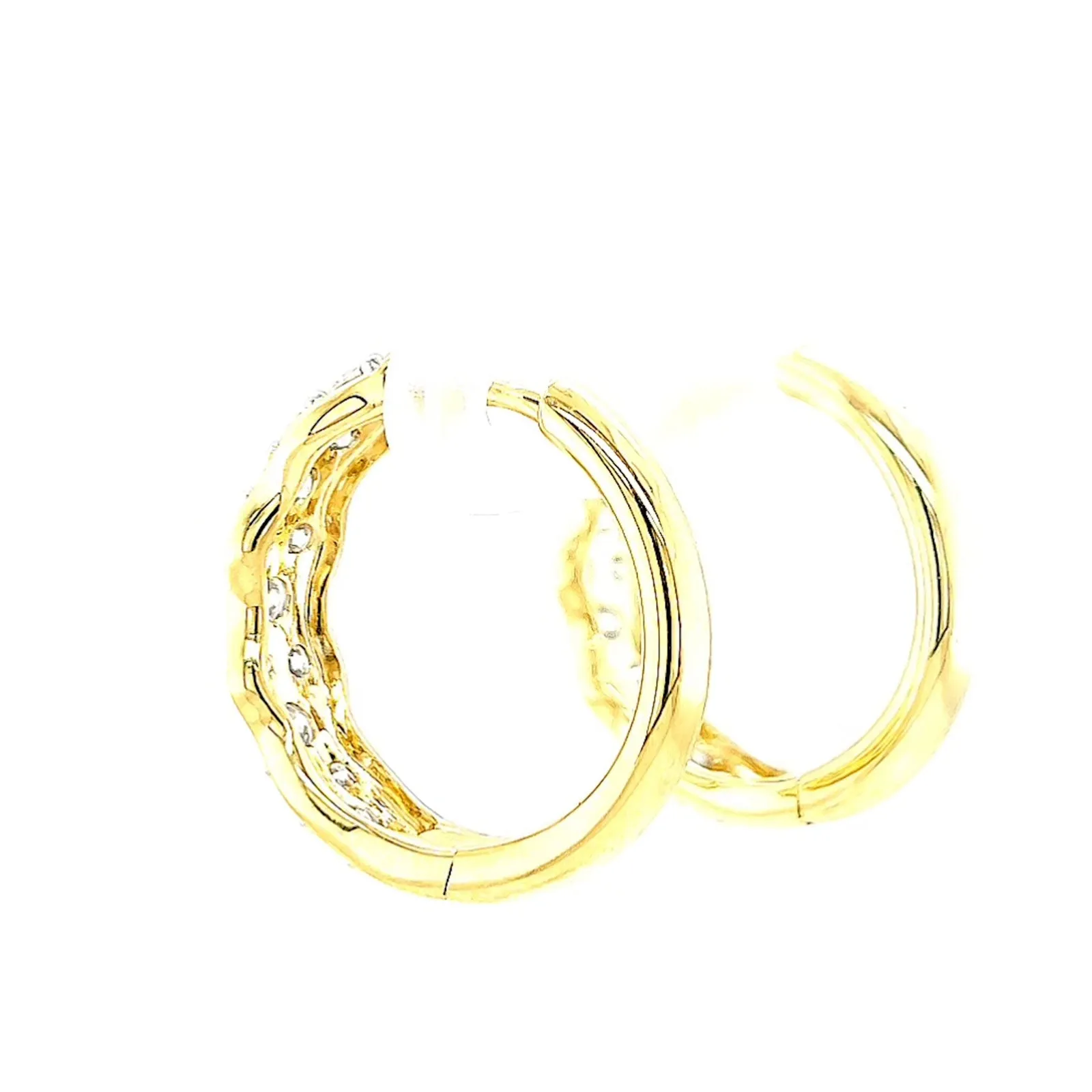 Celebration 9ct Two Tone Gold Round Brilliant Cut 1.25 CARAT tw of Lab Grown Diamonds Huggies Earrings