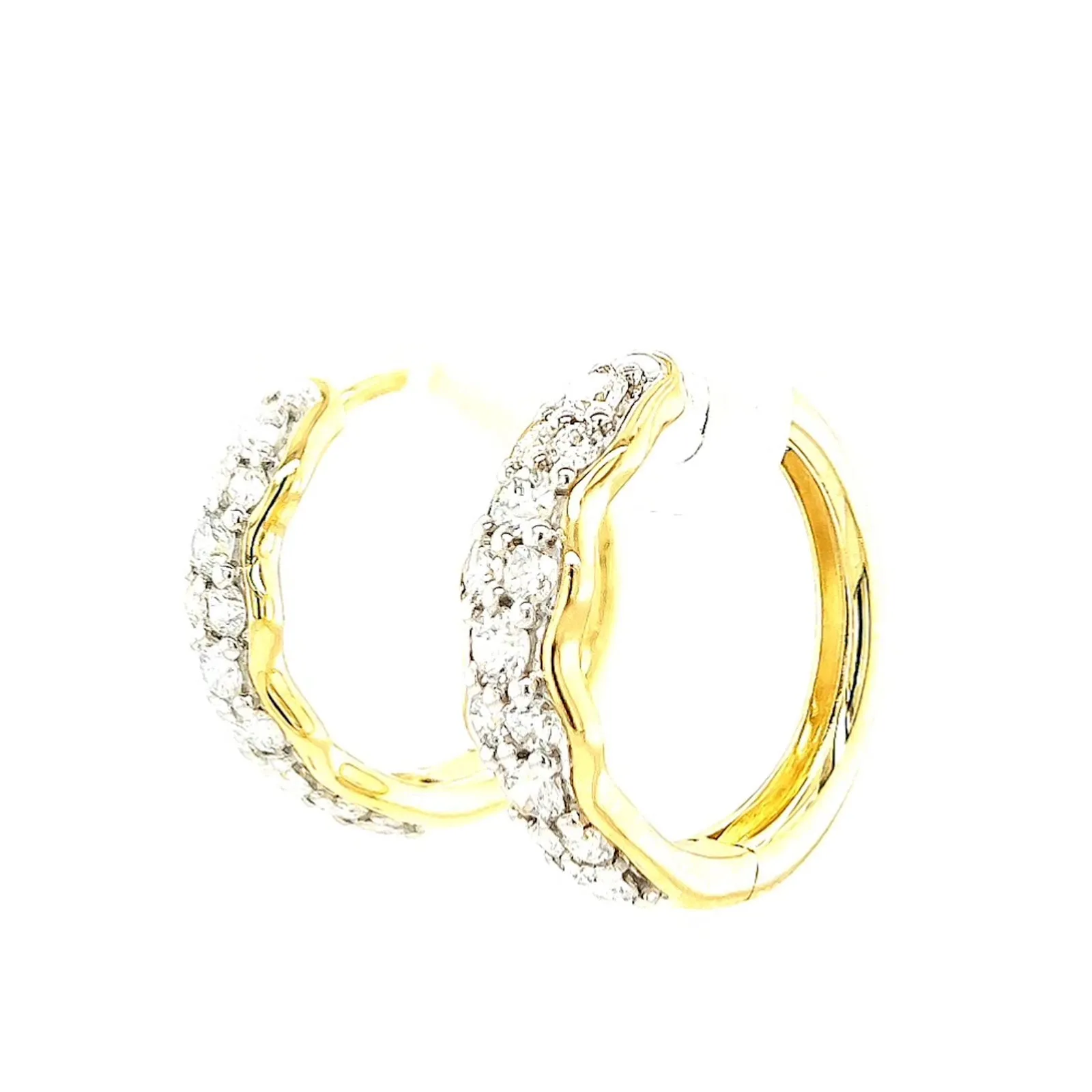 Celebration 9ct Two Tone Gold Round Brilliant Cut 1.25 CARAT tw of Lab Grown Diamonds Huggies Earrings