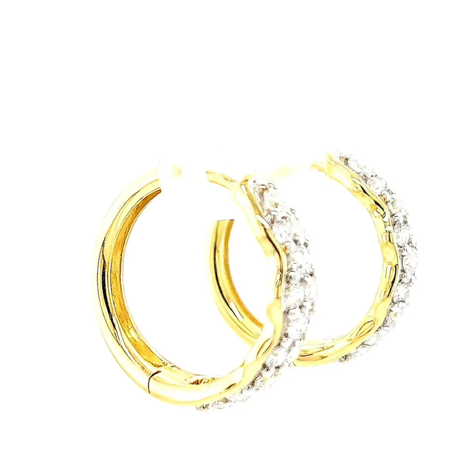 Celebration 9ct Two Tone Gold Round Brilliant Cut 1.25 CARAT tw of Lab Grown Diamonds Huggies Earrings