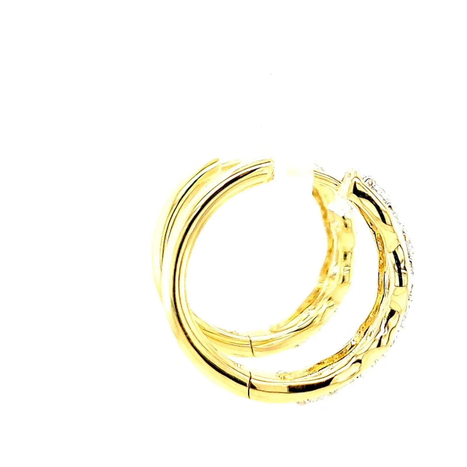 Celebration 9ct Two Tone Gold Round Brilliant Cut 1.25 CARAT tw of Lab Grown Diamonds Huggies Earrings