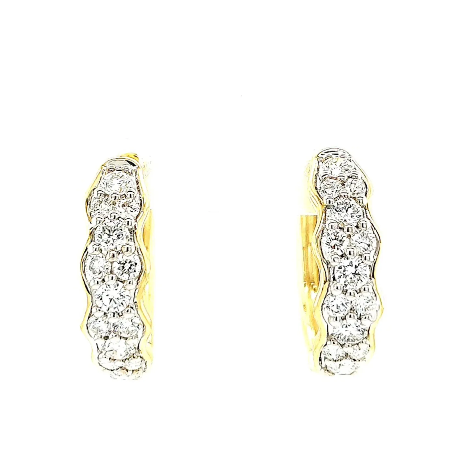 Celebration 9ct Two Tone Gold Round Brilliant Cut 1.25 CARAT tw of Lab Grown Diamonds Huggies Earrings