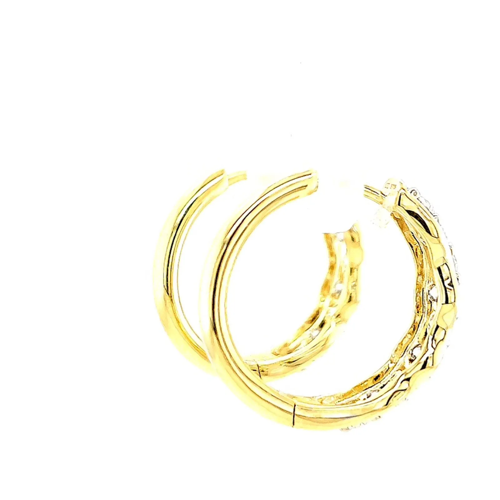 Celebration 9ct Two Tone Gold Round Brilliant Cut 1.25 CARAT tw of Lab Grown Diamonds Huggies Earrings