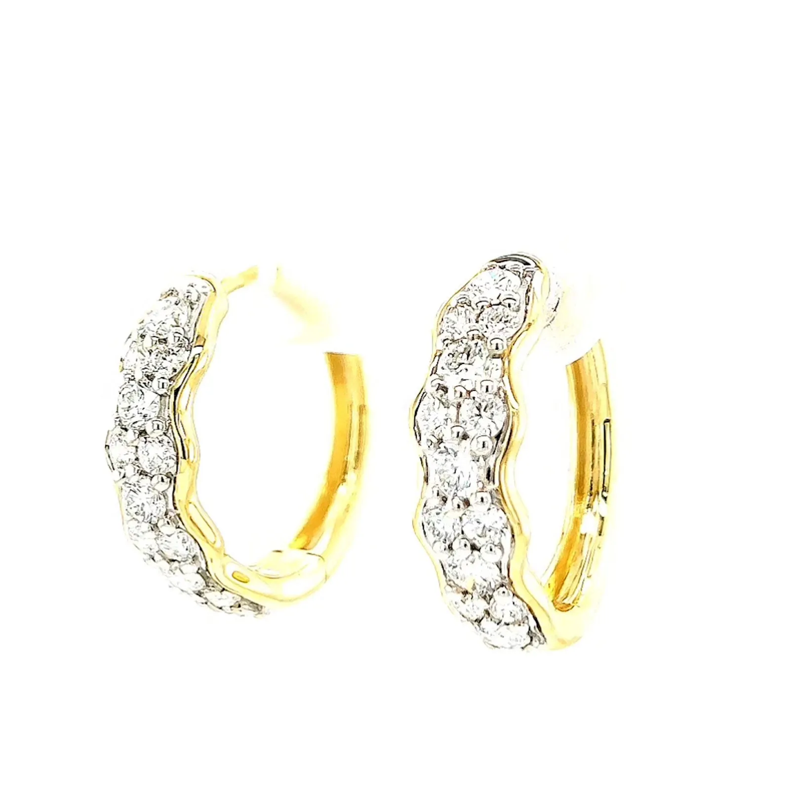 Celebration 9ct Two Tone Gold Round Brilliant Cut 1.25 CARAT tw of Lab Grown Diamonds Huggies Earrings