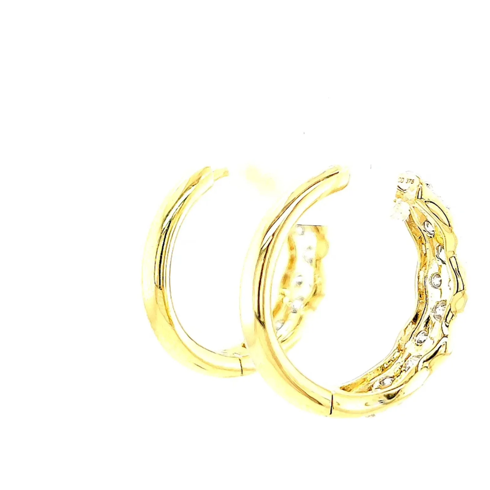 Celebration 9ct Two Tone Gold Round Brilliant Cut 1.25 CARAT tw of Lab Grown Diamonds Huggies Earrings