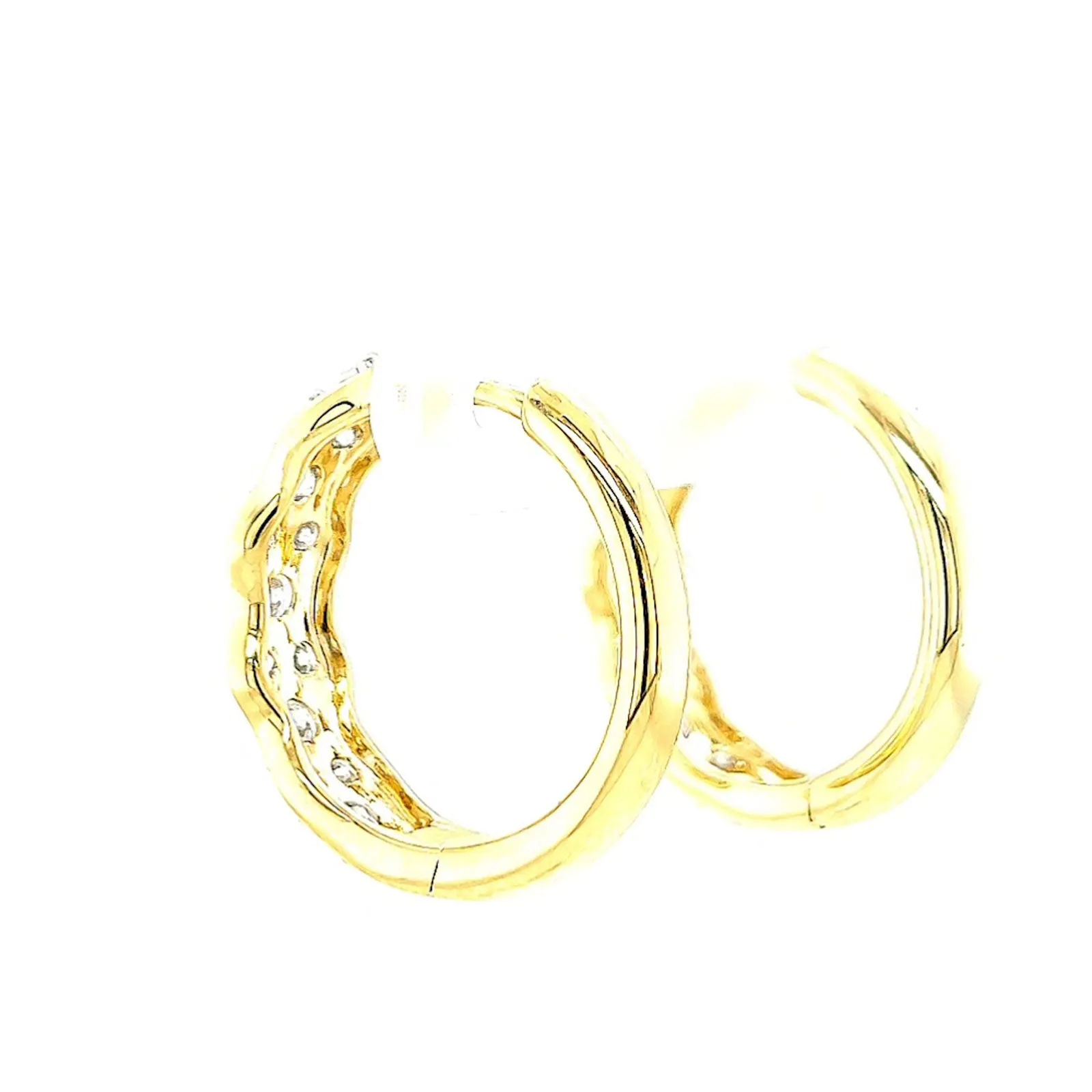 Celebration 9ct Two Tone Gold Round Brilliant Cut 1.25 CARAT tw of Lab Grown Diamonds Huggies Earrings