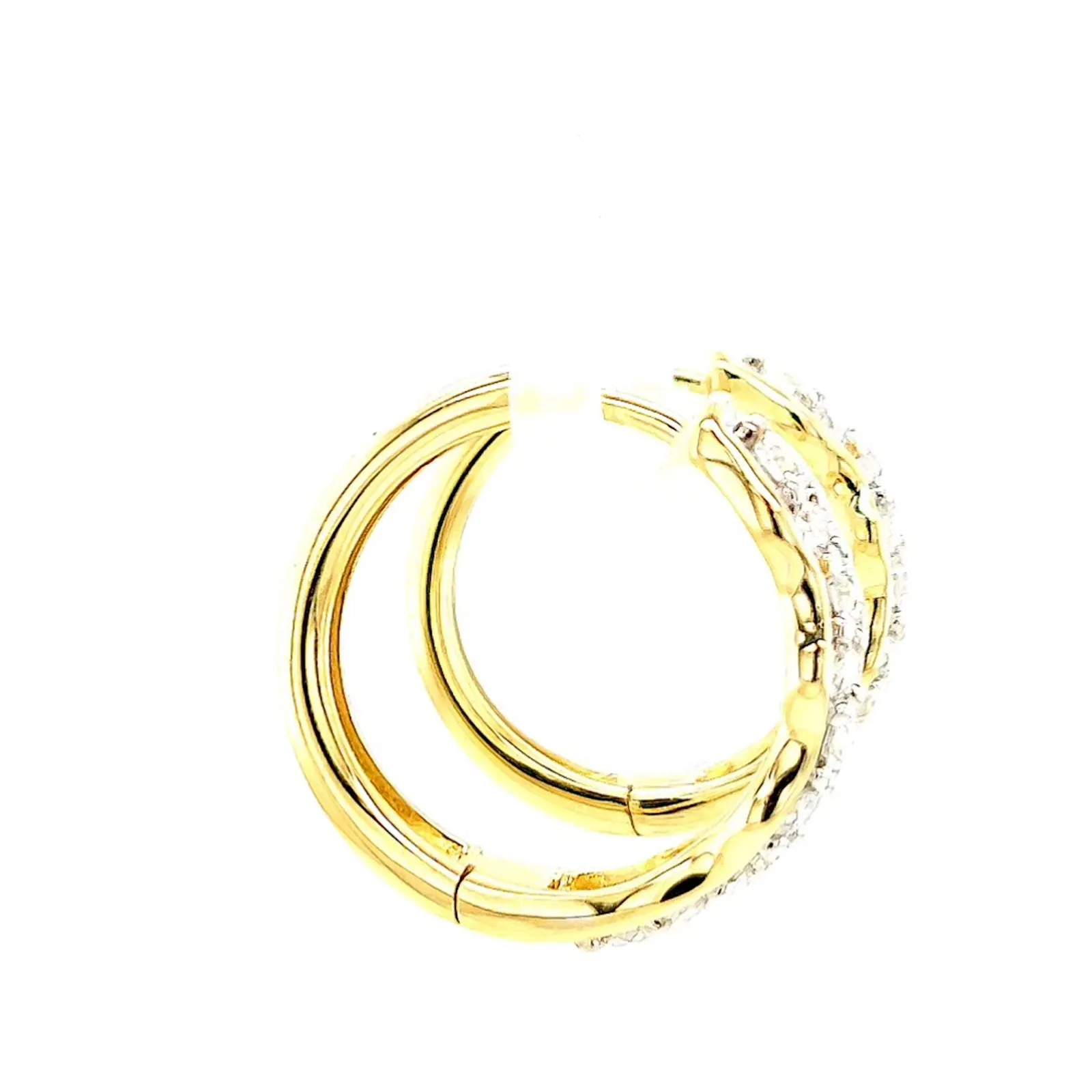 Celebration 9ct Two Tone Gold Round Brilliant Cut 1.25 CARAT tw of Lab Grown Diamonds Huggies Earrings