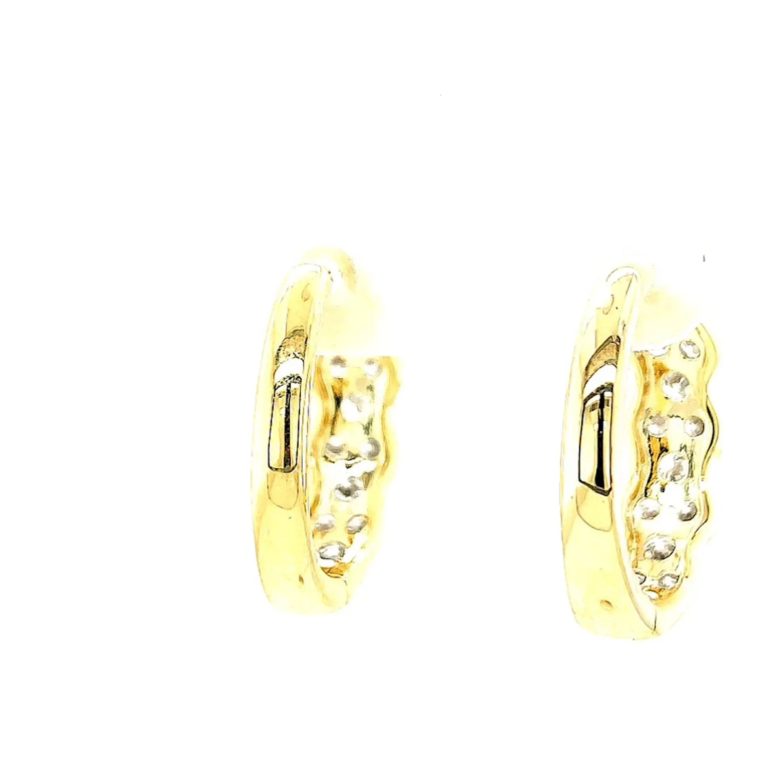 Celebration 9ct Two Tone Gold Round Brilliant Cut 1.25 CARAT tw of Lab Grown Diamonds Huggies Earrings