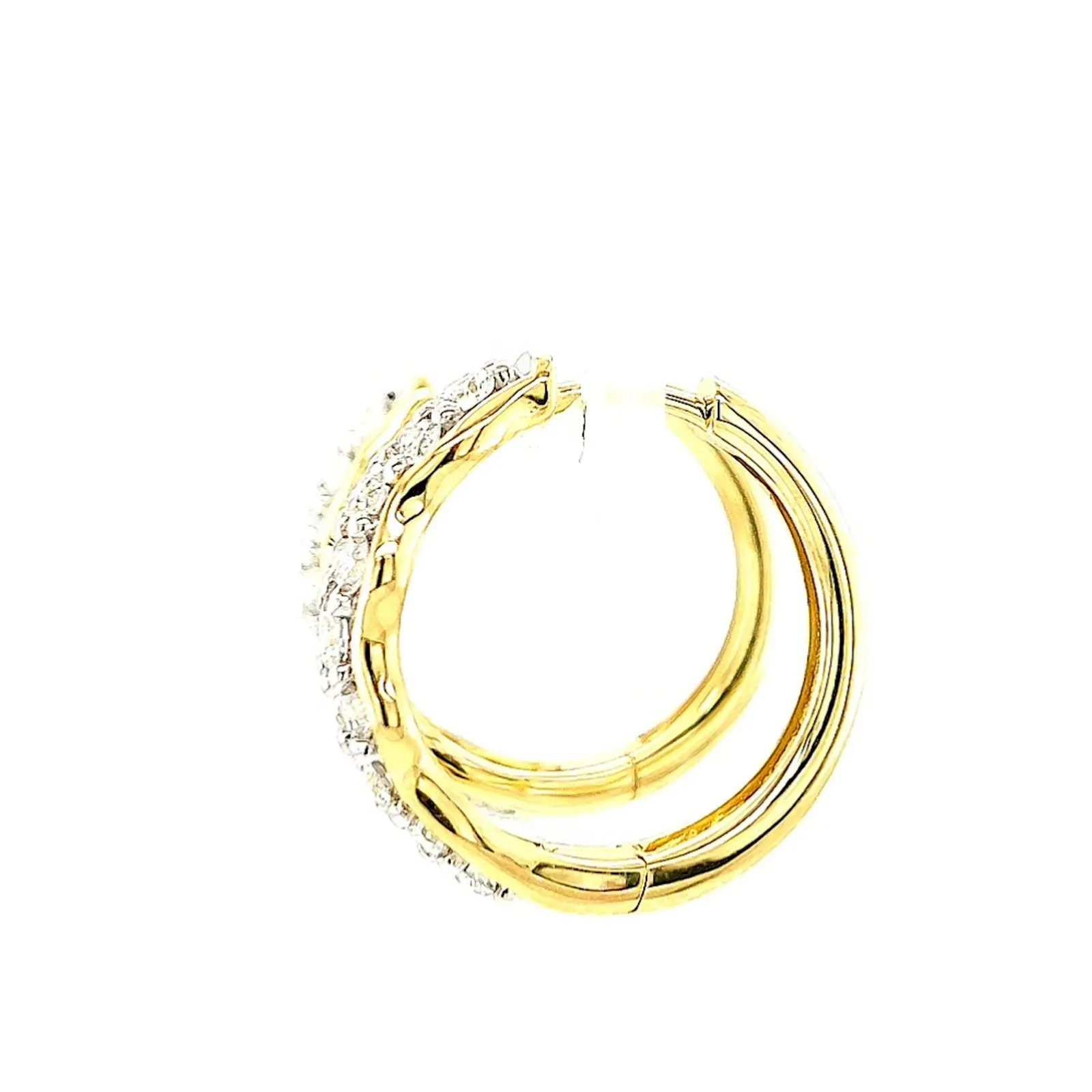 Celebration 9ct Two Tone Gold Round Brilliant Cut 1.25 CARAT tw of Lab Grown Diamonds Huggies Earrings