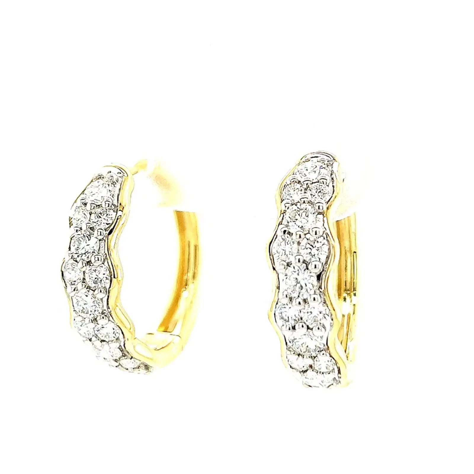 Celebration 9ct Two Tone Gold Round Brilliant Cut 1.25 CARAT tw of Lab Grown Diamonds Huggies Earrings