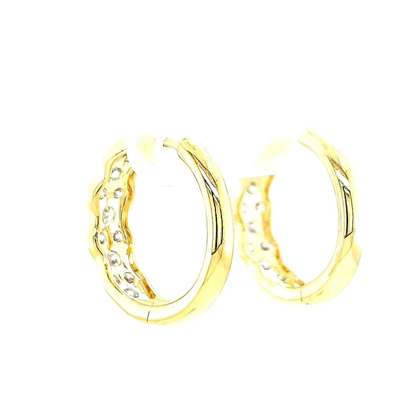 Celebration 9ct Two Tone Gold Round Brilliant Cut 1.25 CARAT tw of Lab Grown Diamonds Huggies Earrings