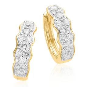 Celebration 9ct Yellow Gold Round Brilliant Cut 1 Carat tw of Lab Grown Diamonds  Huggie Earrings