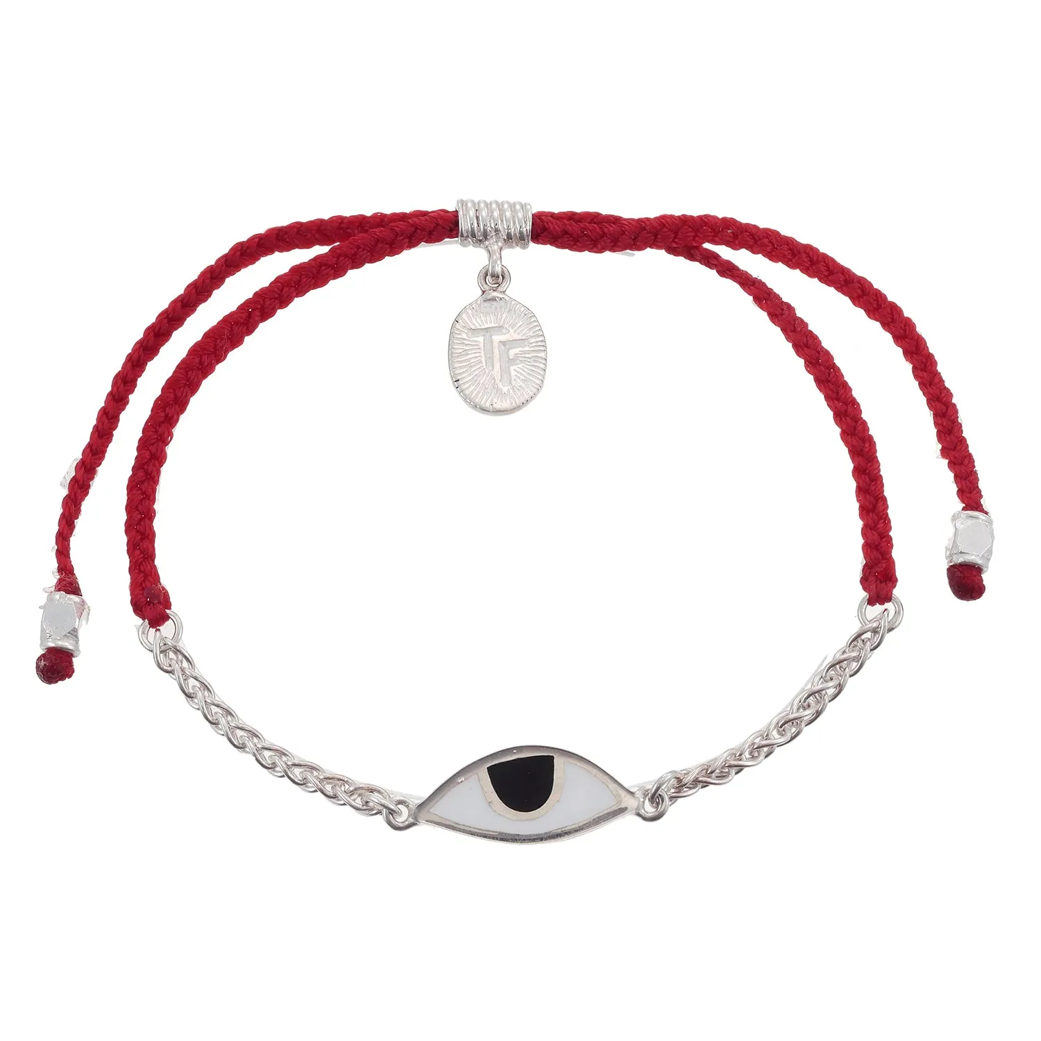 CHAIN & CORD  EYE PROTECTION BRACELET- RED - SILVER