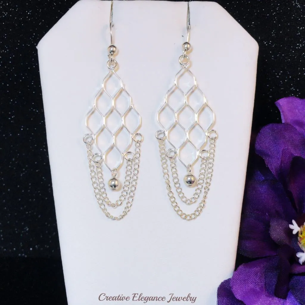 Chain Chandelier Earrings, Set in 92.5 Sterling Silver