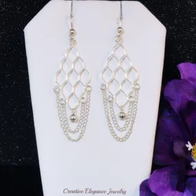 Chain Chandelier Earrings, Set in 92.5 Sterling Silver