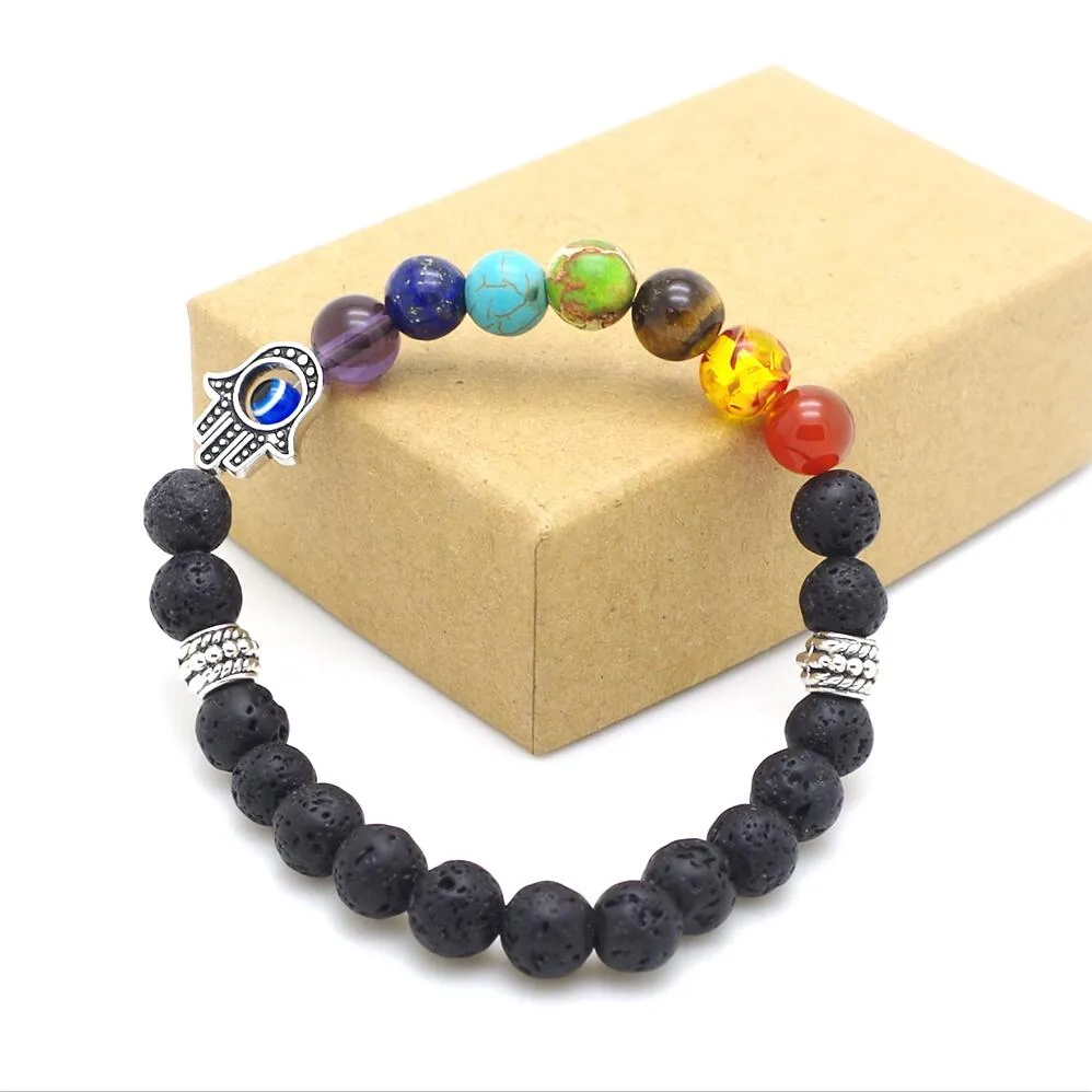 Chakra Mixed Stone Healing Pray Mala Beads Bracelet