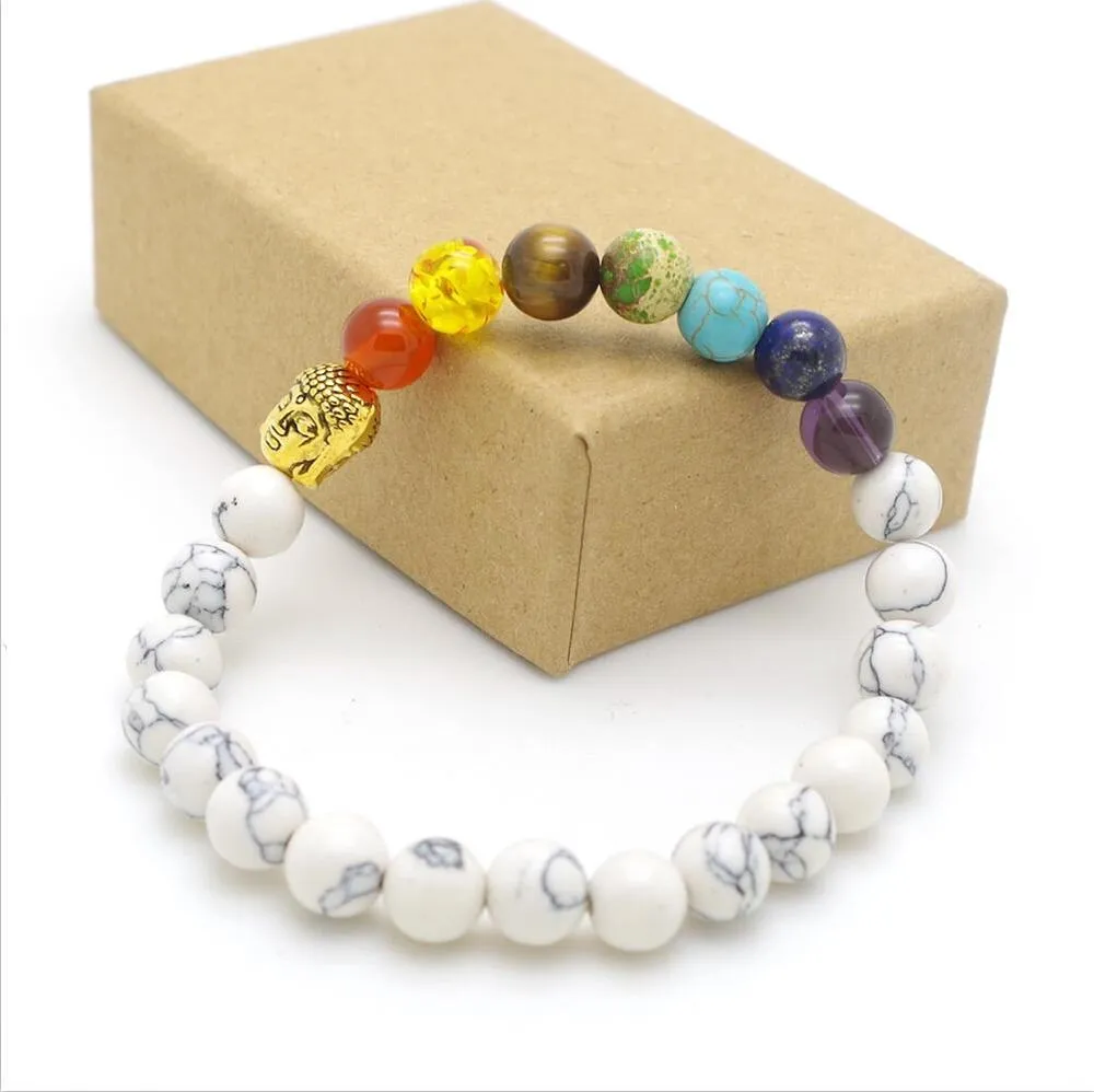 Chakra Mixed Stone Healing Pray Mala Beads Bracelet