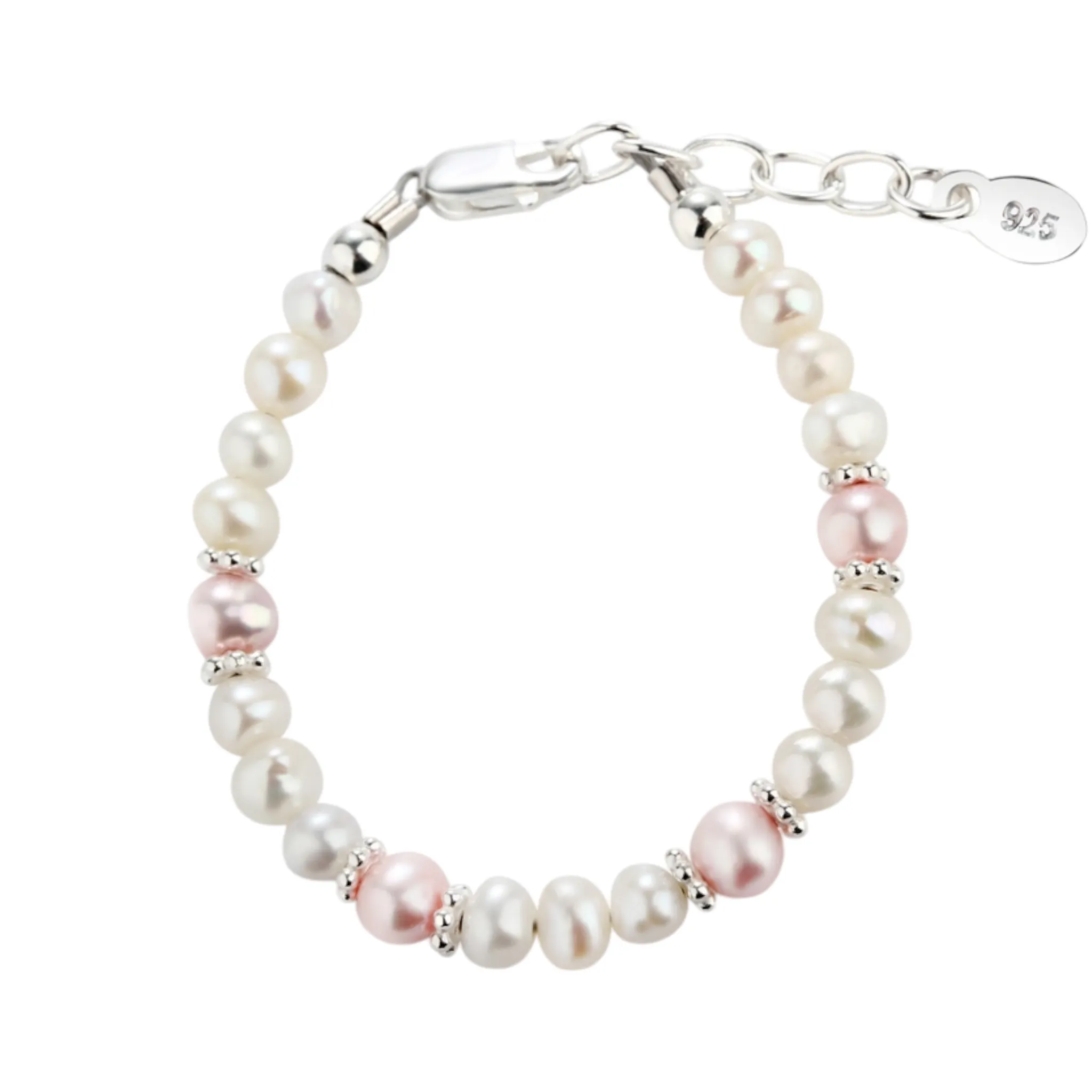 Cherished Moments Sterling Silver High-End Austrian Simulated Pearl Medium Bracelet