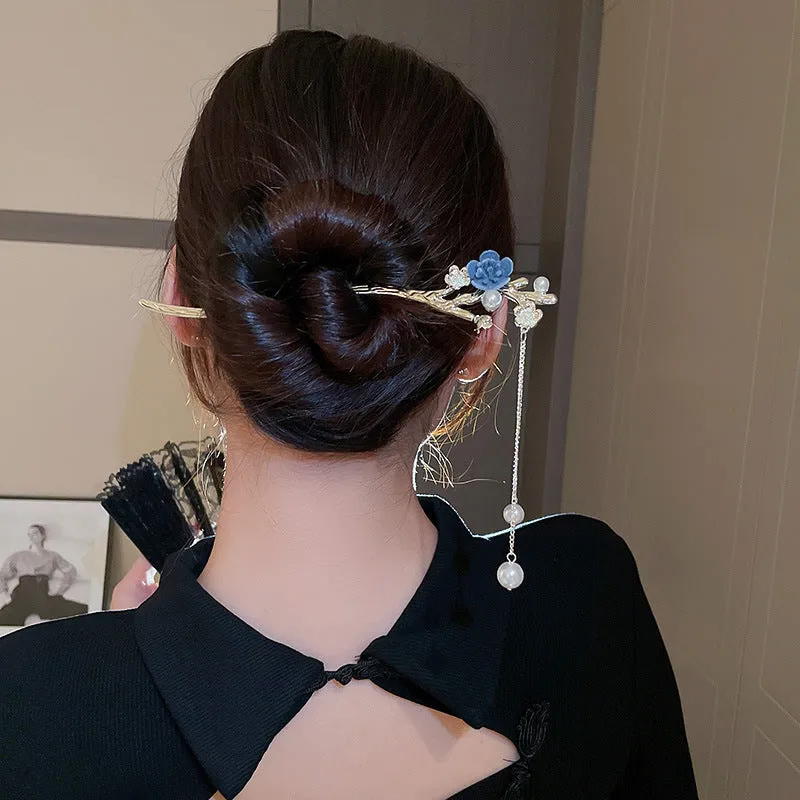 Chinese Style Retro Plum Blossom Branch Tassel Hairpin