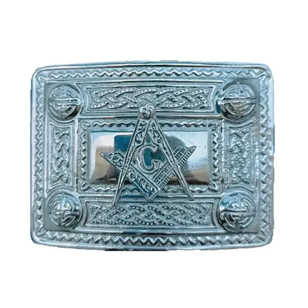 Chrome Leather Kilt Belt Buckle