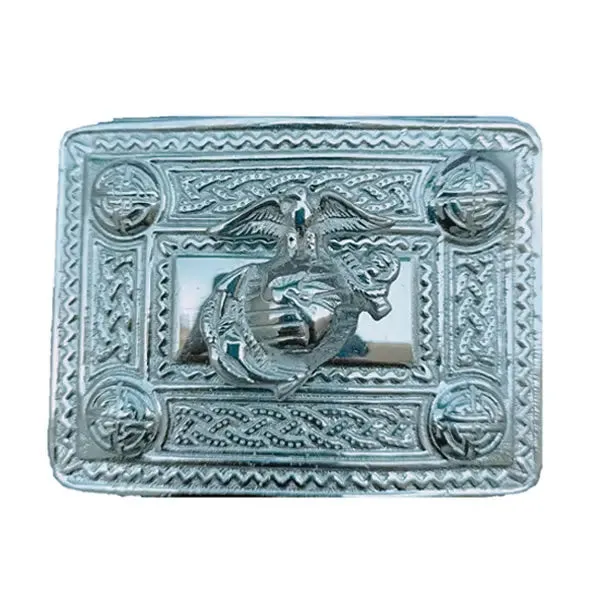 Chrome Leather Kilt Belt Buckle