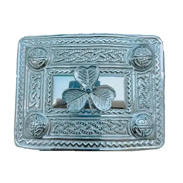 Chrome Leather Kilt Belt Buckle