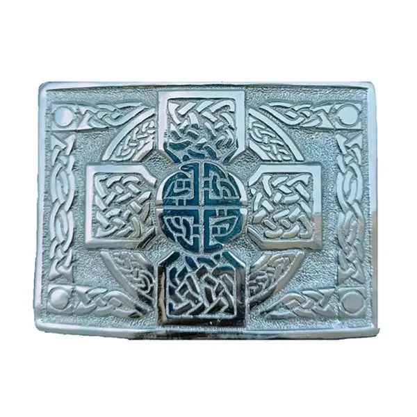 Chrome Leather Kilt Belt Buckle