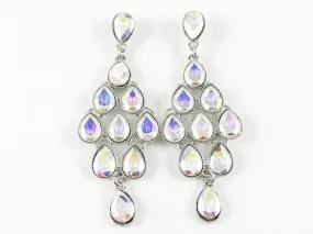 Classic Elegant Aurora Borealis Pear Shape Chandelier Fashion Earrings