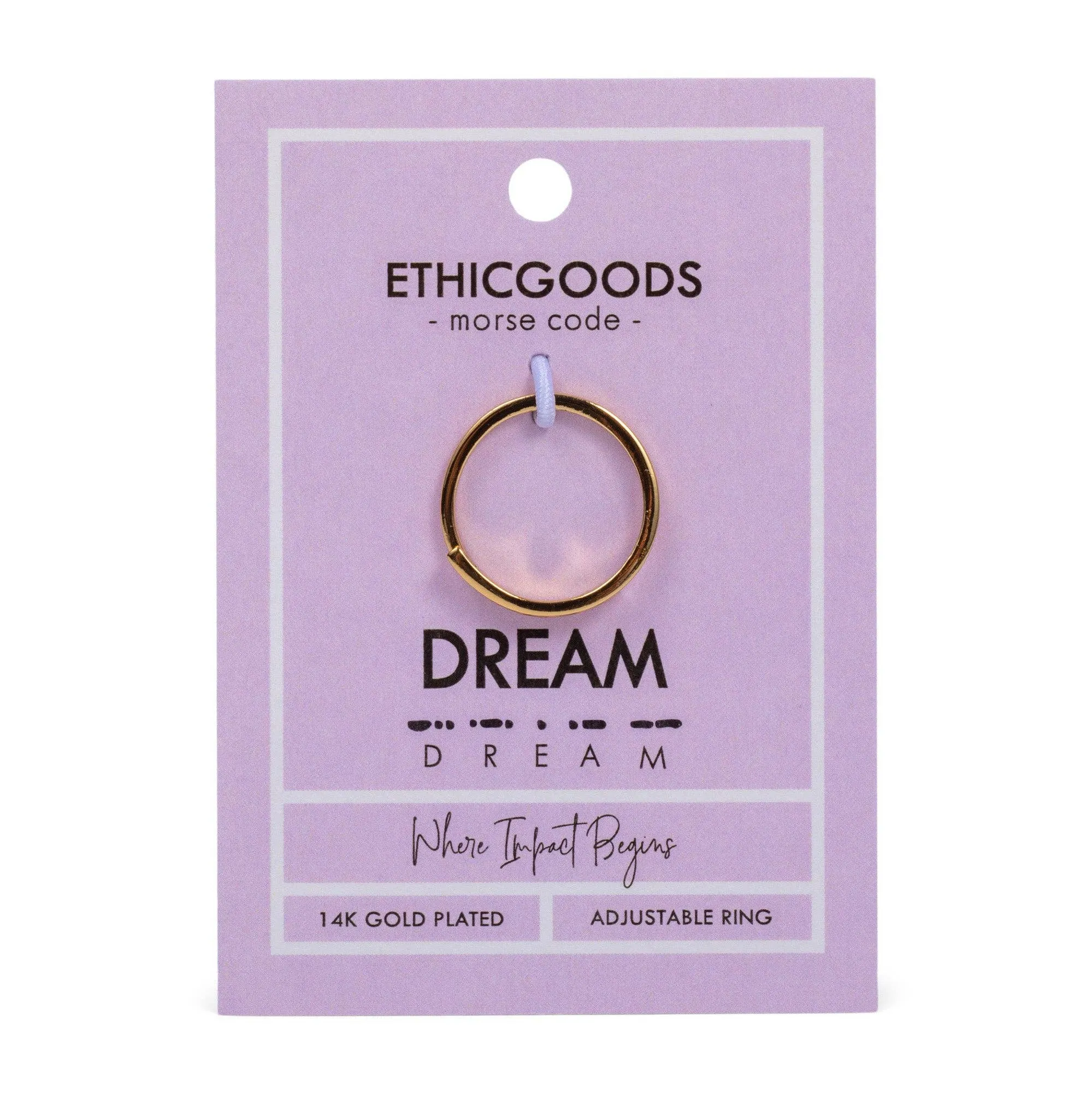 CLASSIC GOLD Morse Code Ring - Stamped | DREAM: Dream