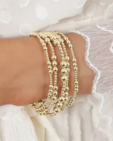 Classic Joy Pattern 6mm Bead Bracelet - Gold